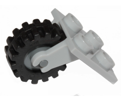 Aircraft Plate, Modified 2 x 2 Thin with Plane Single Wheel Holder and Dark Bluish Gray Wheel with Black Tire Offset Tread Small (2415 / 3464 / 87414)