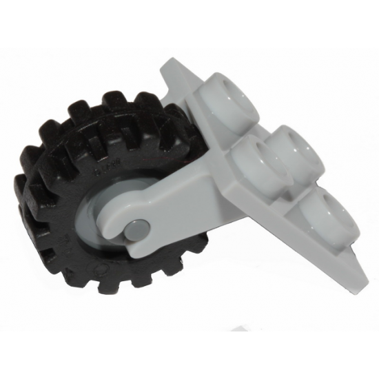 Aircraft Plate, Modified 2 x 2 Thin with Plane Single Wheel Holder and Dark Bluish Gray Wheel with Black Tire Offset Tread Small (2415 / 3464 / 87414)