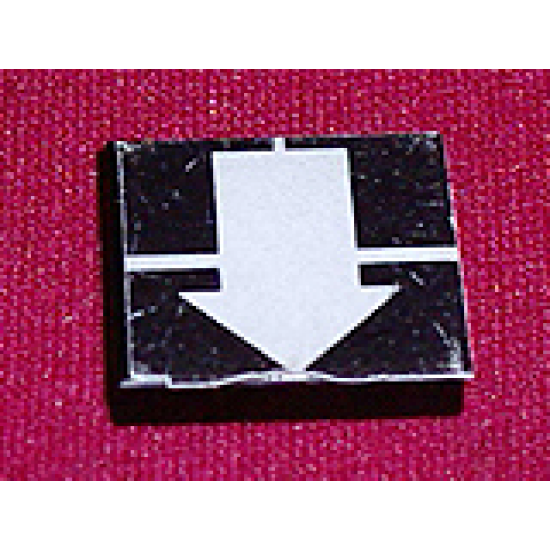 Tile 2 x 2 with Arrow White over White Line on Black Background Pattern (Sticker) - Set 8094