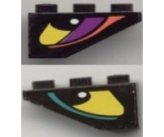 Slope, Inverted 33 3 x 1 with Yellow Eye with Dark Turquoise Stripe Right Pattern, Both Sides Different, Model Right Side (Stickers) - Set 8257