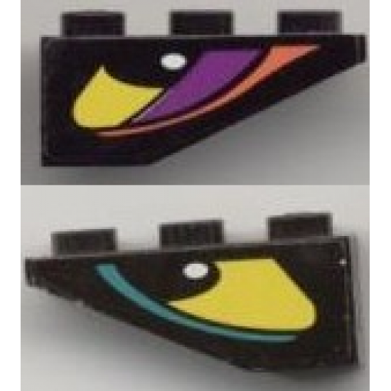 Slope, Inverted 33 3 x 1 with Yellow Eye with Dark Turquoise Stripe Right Pattern, Both Sides Different, Model Right Side (Stickers) - Set 8257
