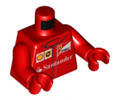 Torso Speed Champions with Shell, UPS, Ferrari and White Santander Logo Front, Ferrari and Shell Logos Back Pattern / Red Arms / Red Hands