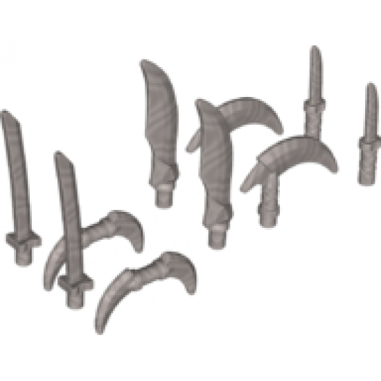 Minifigure, Weapon Pack Hooks, Knives, and Swords, 10 in Bag (Multipack)