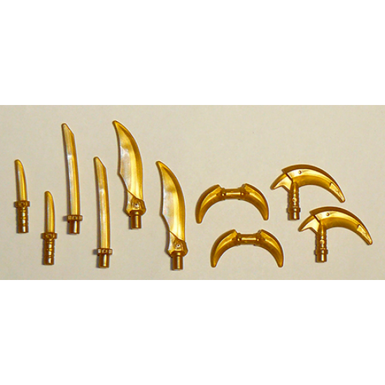 Minifigure, Weapon Pack Hooks, Knives, and Swords, 10 in Bag (Multipack)