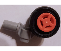 Aircraft Technic Pin with Dual Wheels Holder with Coral Wheels with Slot and Black Tires (61483 / 34337 / 59895)