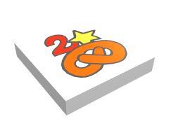 Tile 2 x 2 with Fabuland Pretzel, '2', and Star Pattern