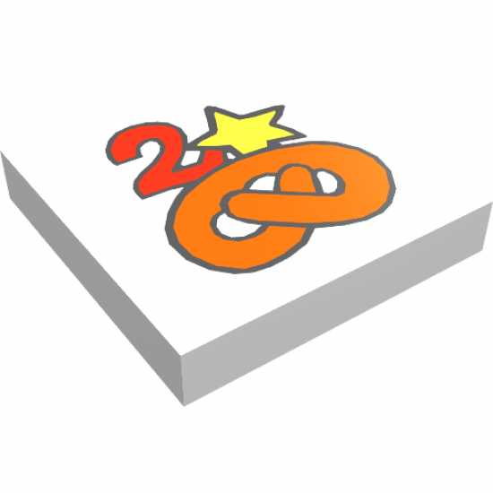 Tile 2 x 2 with Fabuland Pretzel, '2', and Star Pattern