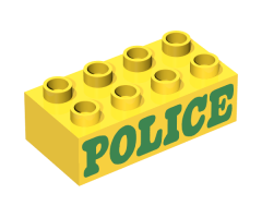 Duplo, Brick 2 x 4 with 'POLICE' Pattern