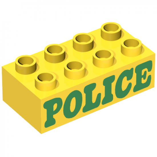 Duplo, Brick 2 x 4 with 'POLICE' Pattern