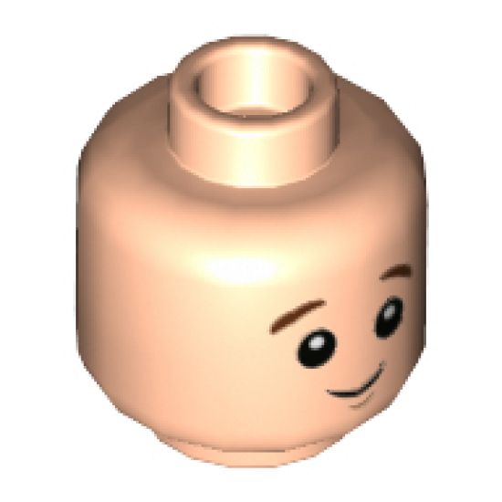 Minifigure, Head Dual Sided Child Reddish Brown Eyebrows, Smile / Concerned with Soot Pattern - Hollow Stud
