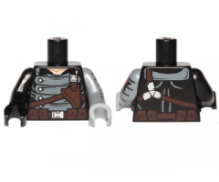 Torso Gray Armor with Holster Pattern (Winter Soldier) / Flat Silver Arm Left with Red Star Pattern / Black Arm Right / Light Bluish Gray Hand Left / Black Hand Right