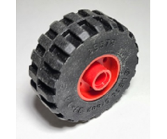 Wheel & Tire Assembly 18mm D. x 14mm with Pin Hole, Fake Bolts and Shallow Spokes with Black Tire 37 x 14 (55981 / 35578)