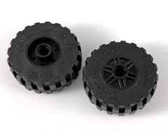 Wheel & Tire Assembly 18mm D. x 14mm with Pin Hole, Fake Bolts and Shallow Spokes with Black Tire 37 x 14 (55981 / 35578)