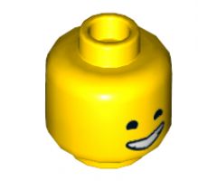 Minifigure, Head Dual Sided Lopsided Smile / Cheerful Pattern (Emmet) - Hollow Stud