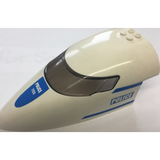 Aircraft Fuselage Curved Forward 8 x 16 x 5 with Trans-Black Glass with Blue 'POLICE' and Stripes Pattern on Both Sides (Stickers) - Set 7723