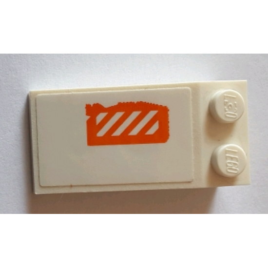 Slope 18 4 x 2 with Worn Orange and White Danger Stripes Pattern (Sticker) - Set 75144