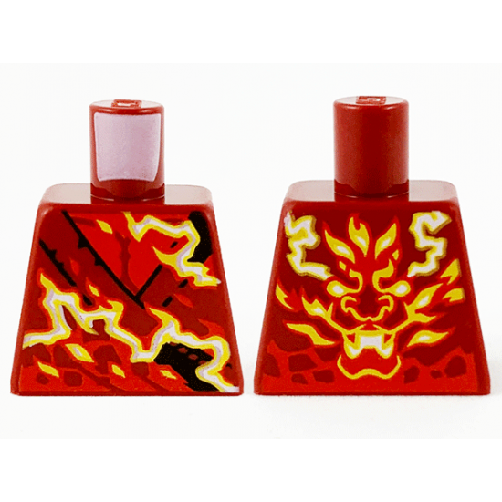 Torso Tunic with Yellow and White Fire Energy, Dragon on Back Pattern