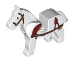 Horse with Black Eyes, White Pupils, Dark Brown Bridle and Reddish Brown Harness with Gold Tassels Pattern