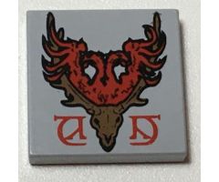 Tile 2 x 2 with Coat of Arms Durmstrang Stag Pattern