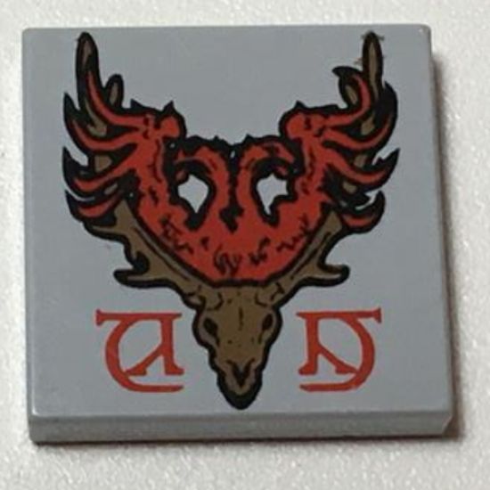 Tile 2 x 2 with Coat of Arms Durmstrang Stag Pattern