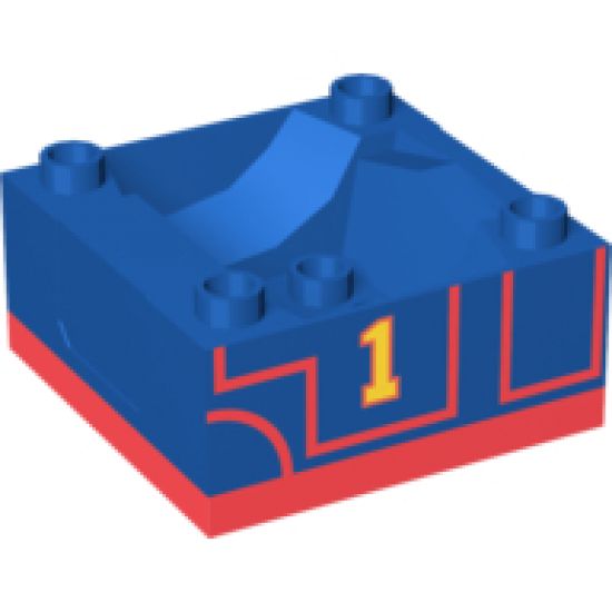 Duplo, Train Cab / Tender Base with Bottom Tube and Thomas & Friends Thomas #1 Pattern