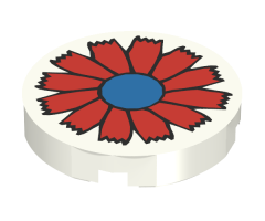 Tile, Round 2 x 2 with Scala Red Flower and Blue Center Pattern
