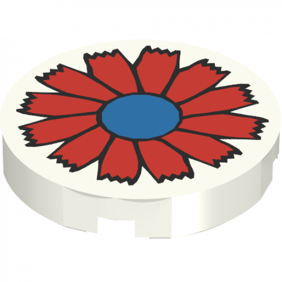 Tile, Round 2 x 2 with Scala Red Flower and Blue Center Pattern