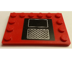 Tile, Modified 4 x 6 with Studs on Edges with Silver Roof Grille and Hatch on Black Background Pattern (Sticker) - Set 8184