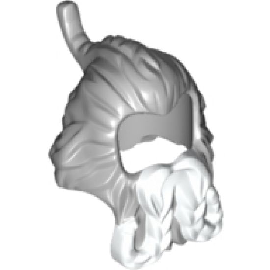 Minifigure, Hair Spiked Braid and Beard with White Braids Pattern (Oin)