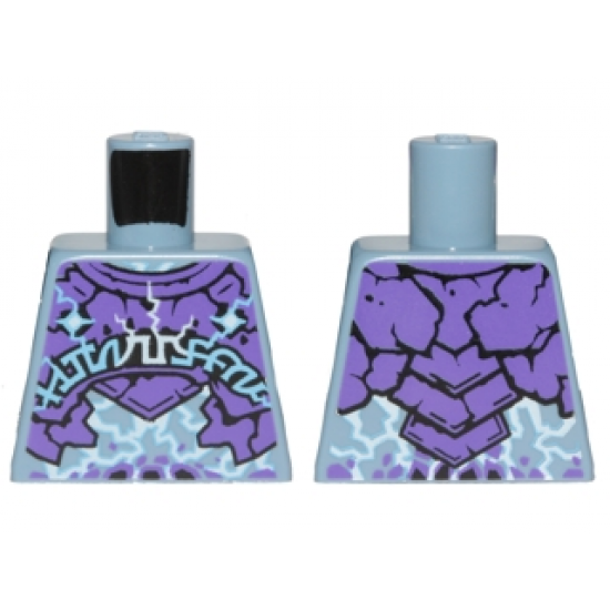 Torso Dark Purple Rock Plates, White and Bright Light Blue Lightning Effect and Arcane Symbols Pattern