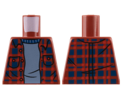 Torso Plaid Flannel Shirt with Dark Blue Stripes over Light Bluish Gray Sweater Pattern