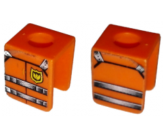Minifigure, Body Wear Vest with Straps and Fire Logo Pattern (Stickers) - Set 7239