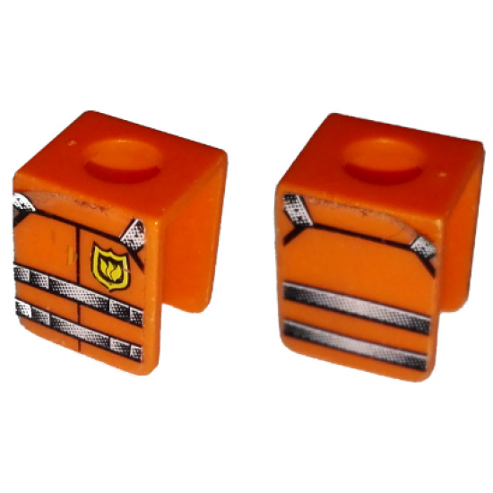 Minifigure, Body Wear Vest with Straps and Fire Logo Pattern (Stickers) - Set 7239