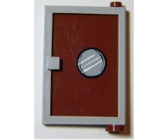 Door 1 x 4 x 5 Right with Reddish Brown Glass with Porthole Pattern (Sticker) - Set 4981