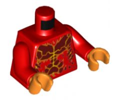 Torso Nexo Knights Bare Chest with Dark Red, Yellow and Orange Bones Pattern / Red Arms / Orange Hands