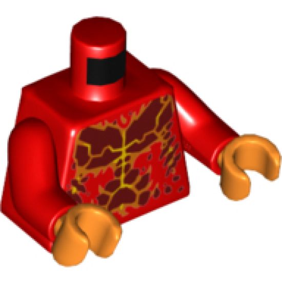 Torso Nexo Knights Bare Chest with Dark Red, Yellow and Orange Bones Pattern / Red Arms / Orange Hands