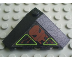 Wedge 4 x 4 (Slope 18 Corner) with Dark Red and Lime Circuitry and Skull Pattern (Sticker) - Set 7707