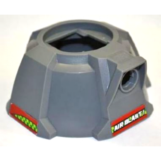 Vehicle Air Blast Launcher Base (Racers) with Lime and Green Checkered Stripe on Both Sides and White 'AIR BLAST!' Pattern (Stickers) - Set 7967