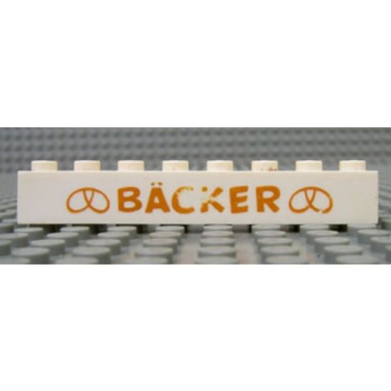Brick 1 x 8 with Gold 'Backer' Pattern (Bäcker)