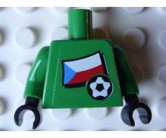 Torso Soccer Czech Goalie, Czech Flag Sticker Front, White Number Sticker Back (specify number in listing) / Green Arms / Black Hands