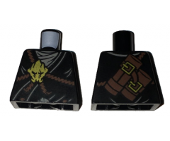 Torso Ninjago Brown Rope, Gold Medallion and Gray Undershirt Front, Scabbards on Back Pattern