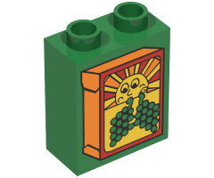 Duplo, Brick 1 x 2 x 2 with Box with Sun and Grapes Pattern