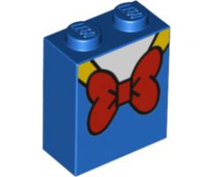 Brick 1 x 2 x 2 with Inside Stud Holder with Red Bow Tie, White Shirt and Yellow Trim Pattern (BrickHeadz Donald Duck Torso)