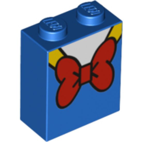 Brick 1 x 2 x 2 with Inside Stud Holder with Red Bow Tie, White Shirt and Yellow Trim Pattern (BrickHeadz Donald Duck Torso)