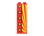 Brick 1 x 2 x 5 with Red and Yellow Perspective View and 5 Yellow Buttons Pattern Model Right Side (Sticker) - Set 6857