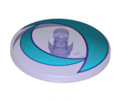 Dish 4 x 4 Inverted (Radar) with Solid Stud with Medium Azure Crescents and Silver Lightning Pattern