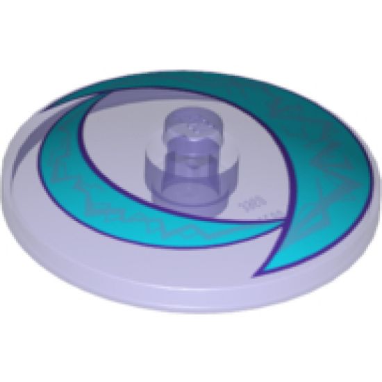 Dish 4 x 4 Inverted (Radar) with Solid Stud with Medium Azure Crescents and Silver Lightning Pattern