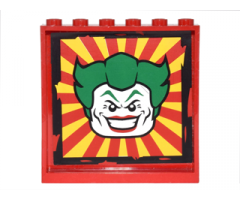 Panel 1 x 6 x 5 with Red and Yellow Perspective View and The Joker Head Pattern (Sticker) - Set 6857