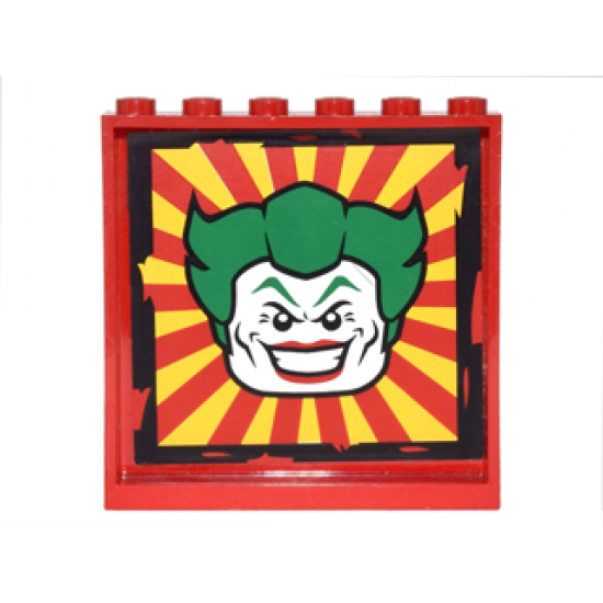 Panel 1 x 6 x 5 with Red and Yellow Perspective View and The Joker Head Pattern (Sticker) - Set 6857
