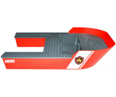 Boat Hull Giant Bow 40 x 20 x 7, Top Color Dark Bluish Gray with Fire Logo and '60109' Pattern on Both Sides (Stickers) - Set 60109